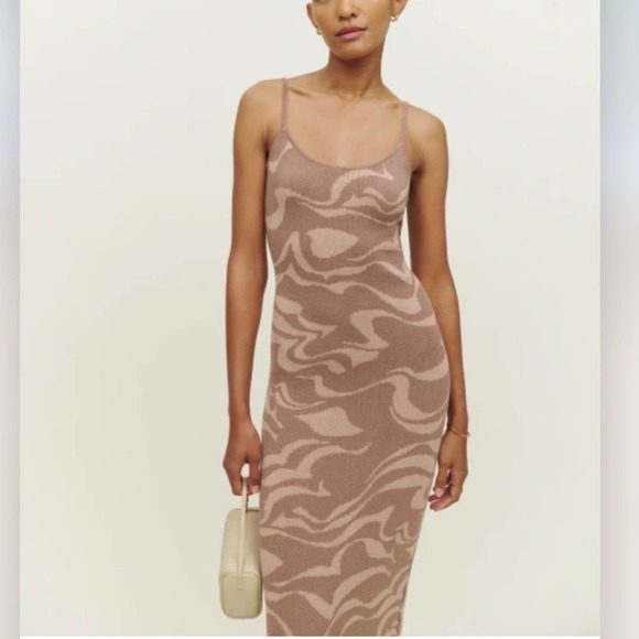 Reformation Brown and Cream Midi Dress - Picture 4 of 5